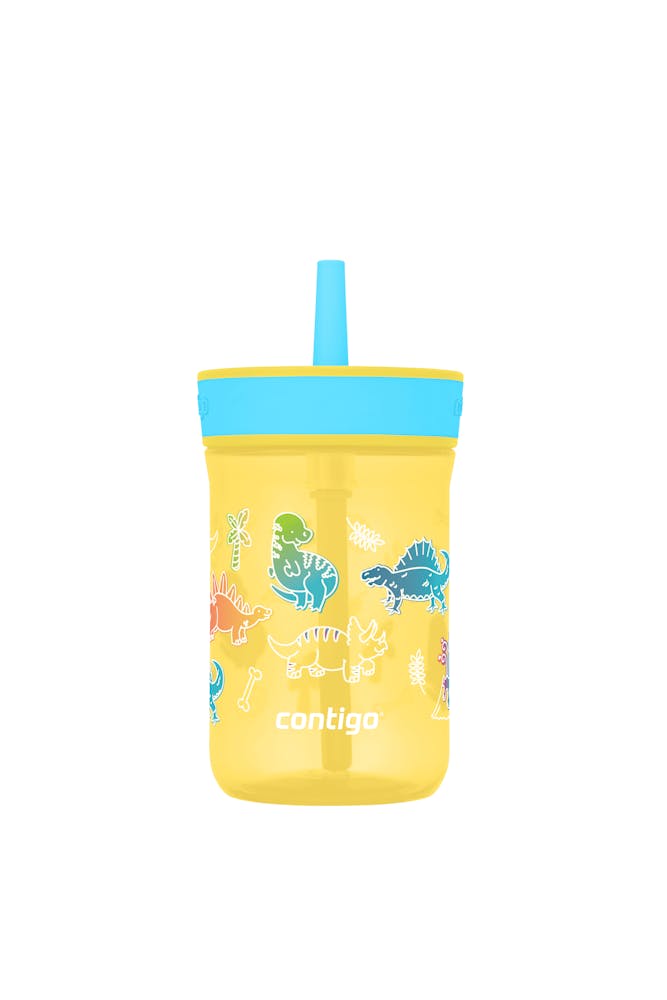 Kids Leighton Spill-Proof Tumbler with Straw, 14oz., 2-Pack K3 Pineapple Blue Raspberry & Little Dinos