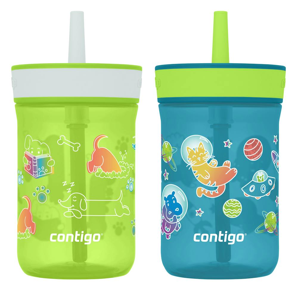 Kids Leighton Spill-Proof Tumbler with Straw, 14oz., 2-Pack - Dogs Doing Things & Spacecraft