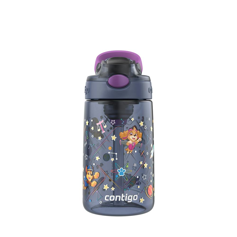 Contigo® Kids Water Bottle with Redesigned AUTOSPOUT® Straw, 14 oz, 2 pack O5 Purple Space Zodiac