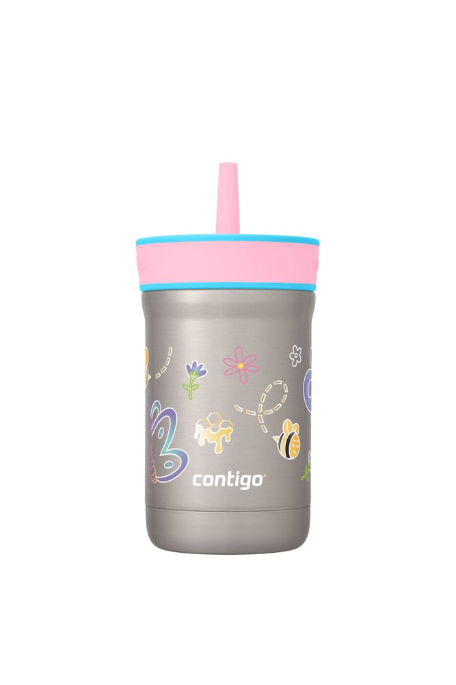 Contigo® Kids Leighton Spill-Proof Stainless Steel Tumbler with Straw, 12oz. J2 Blue Raspberry Butterflies
