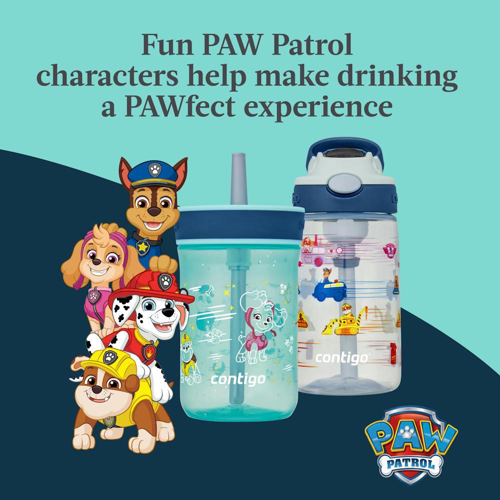 Contigo® Kids Water Bottle with Redesigned AUTOSPOUT® Straw, 14 oz, 2 pack O5 - Macaroon PAW Patrol & Periwinkle PAW Patrol