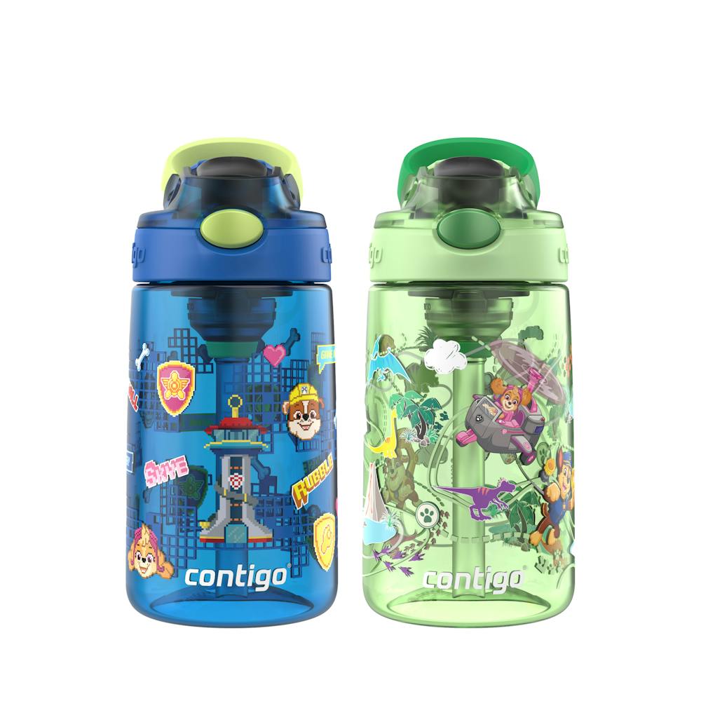 Contigo® Kids Water Bottle with Redesigned AUTOSPOUT® Straw, 14 oz, 2 pack O5 Blue + Green Aubrey